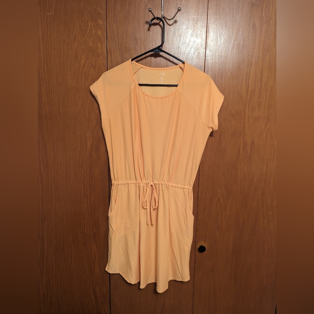 Just Be Peach/Orange Drawstring Dress with pockets size Medium